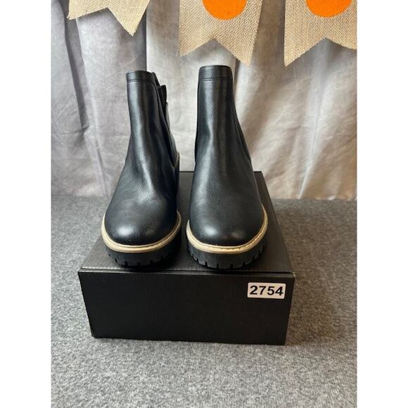 Dolce Vita Womens 9 Black Rango Wedge Lug Sole Faux Leather Boots Moto Goth - Picture 10 of 10